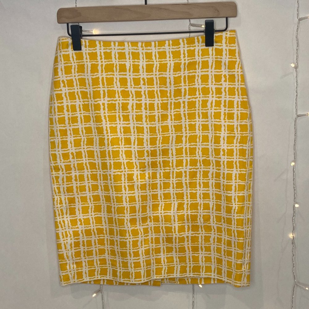 TALBOTS Yellow White Plaid Skirt